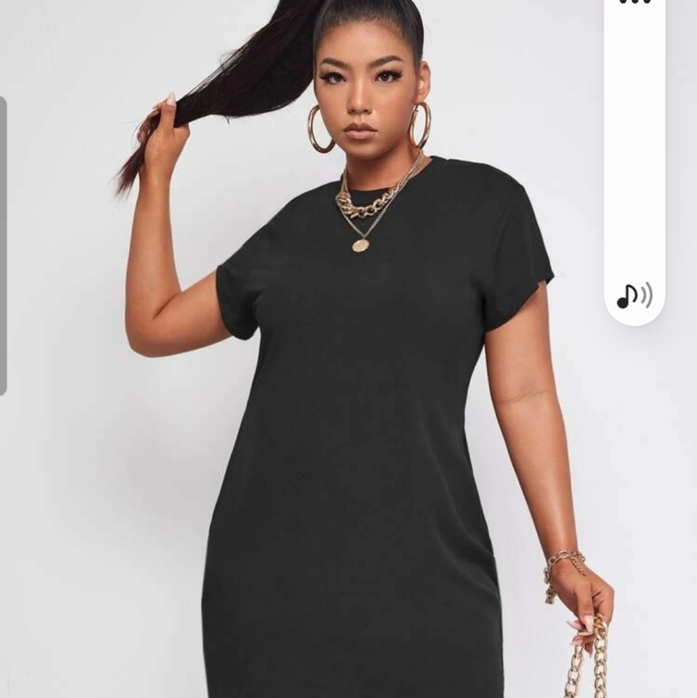 Black Dress Split Hem 3x